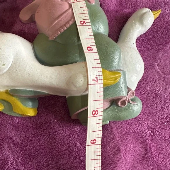 Vintage Wall Decor Boy Girl Riding Geese Figurines Pink Green Yellow Set - Picture 9 of 9